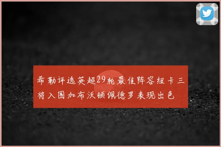 希勒评选英超29轮最佳阵容纽卡三将入围加布沃顿佩德罗表现出色